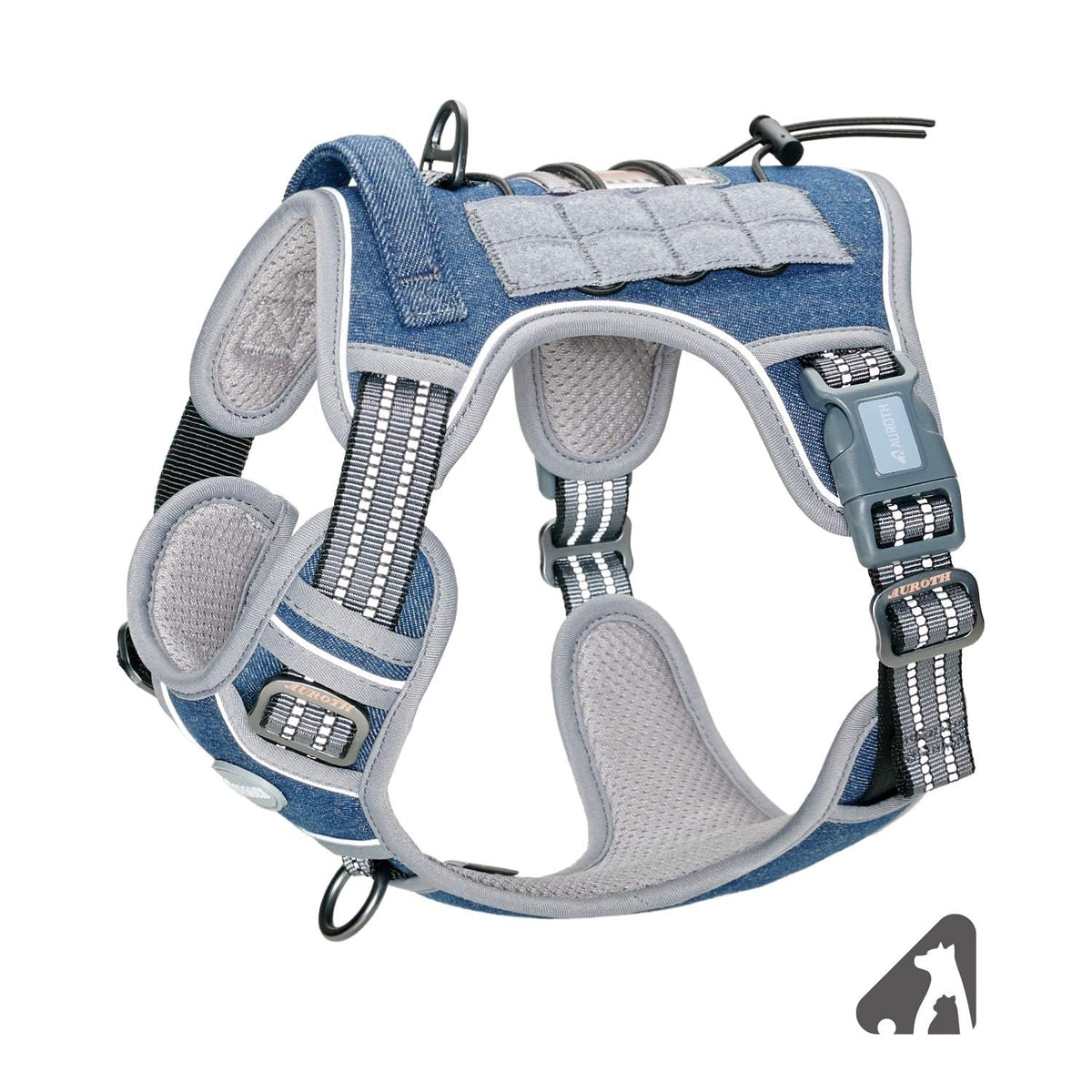 Auroth Tactical Dog Harness for Large Dogs No Pull Adjustable Pet Harness Reflective K9 Working Training Easy Control Pet Vest Military Service Dog Harnesses Army Yellow L