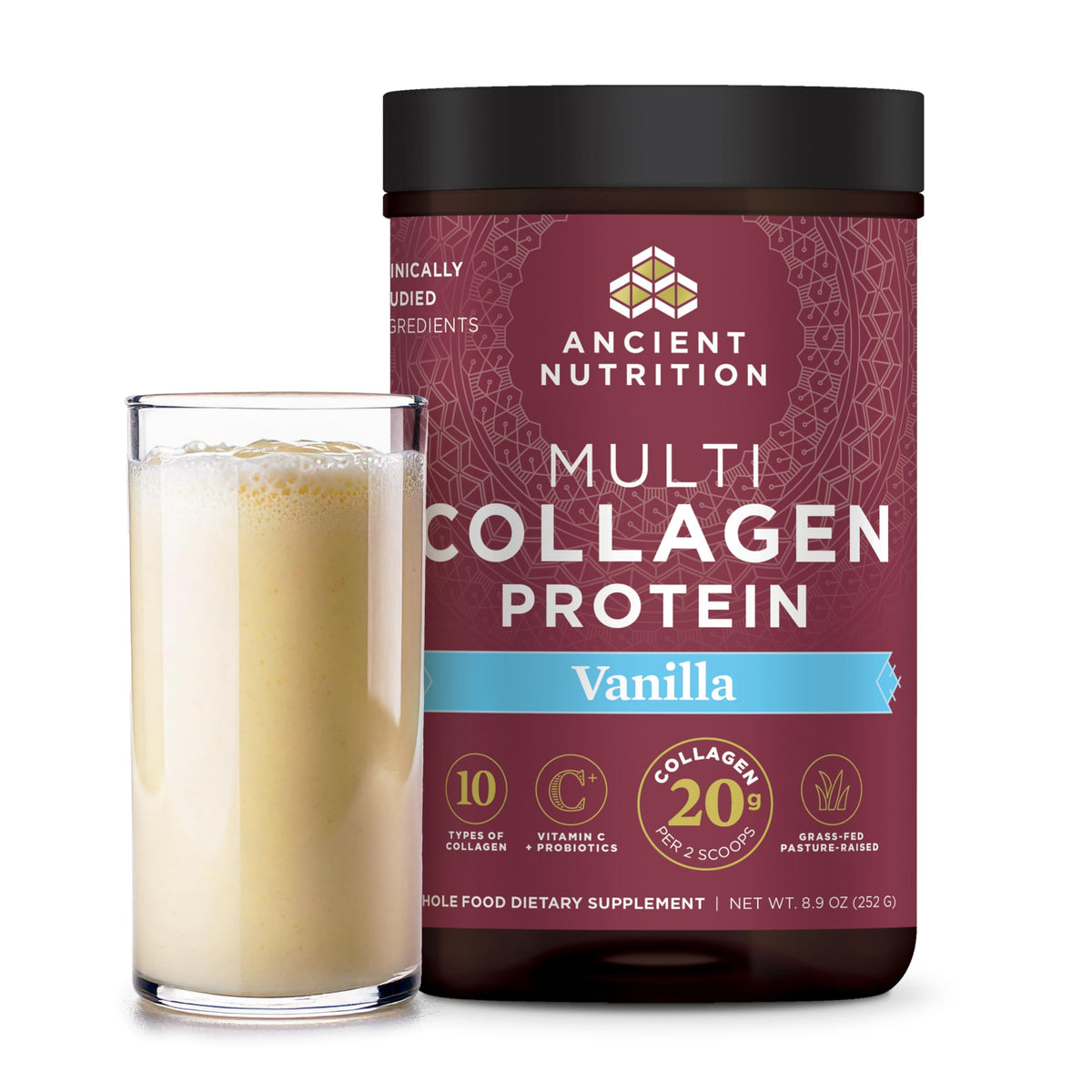 Ancient Nutrition Collagen Peptides Powder, Multi Collagen Protein, Women & Men, Vitamin C, Probiotics, Hydrolyzed Collagen, Supports Skin, Joints, Gut Health, Unflavored (40 Servings)