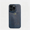 Personalise Gold Silver Initial Letters Leather Case for iPhone 14 15 16 17 Pro max 13 17 Pro Xs Max 12 11 XR 14 15 16 Plus 17air Luxury Lizard Skin Texture PU Cover (Burgundy)