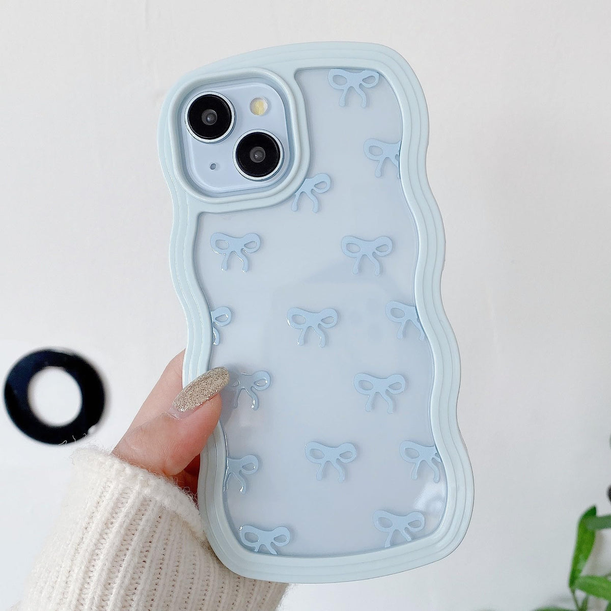 QLTYPRI Bow Case for iPhone 13/iPhone 14 Wavy Fame, Pink