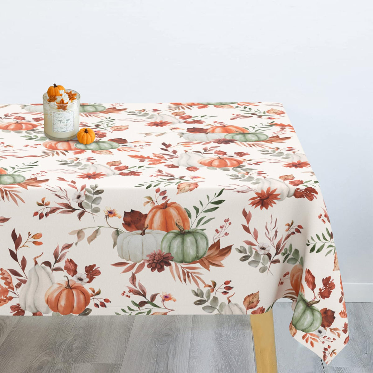 Fall Thanksgiving Tablecloth Waterproof Pumpkin Table Cloths for Autumn Harvest Indoor Outdoor Dining Room Decor-60 * 84" Oval