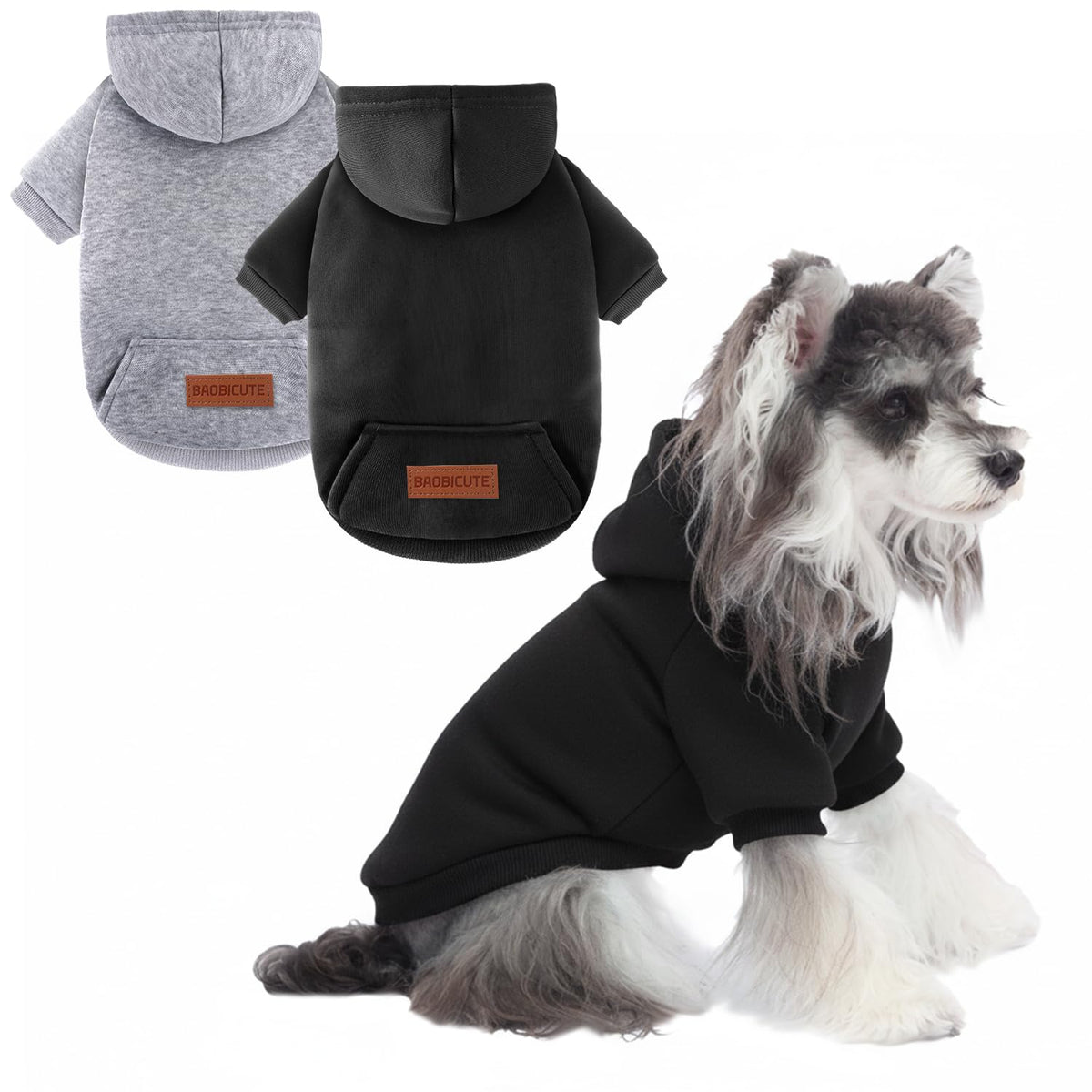 2 Pack Dog Hoodie Warm Hood Dog Sweater Cold Weather Small Dogs Sweatshirt Comfort Pet Clothes for Small Medium Dogs with Pockets Cats Chihuahua Clothes for Male Female Girl Boy Sporty Daily Wear