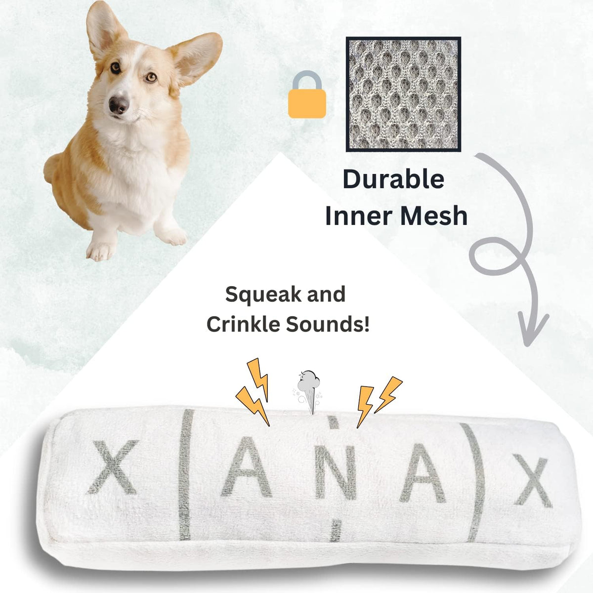 Nestpark Chill Pup Funny Dog Toy - Parody Plush Squeaky Crinkle Dog Toy
