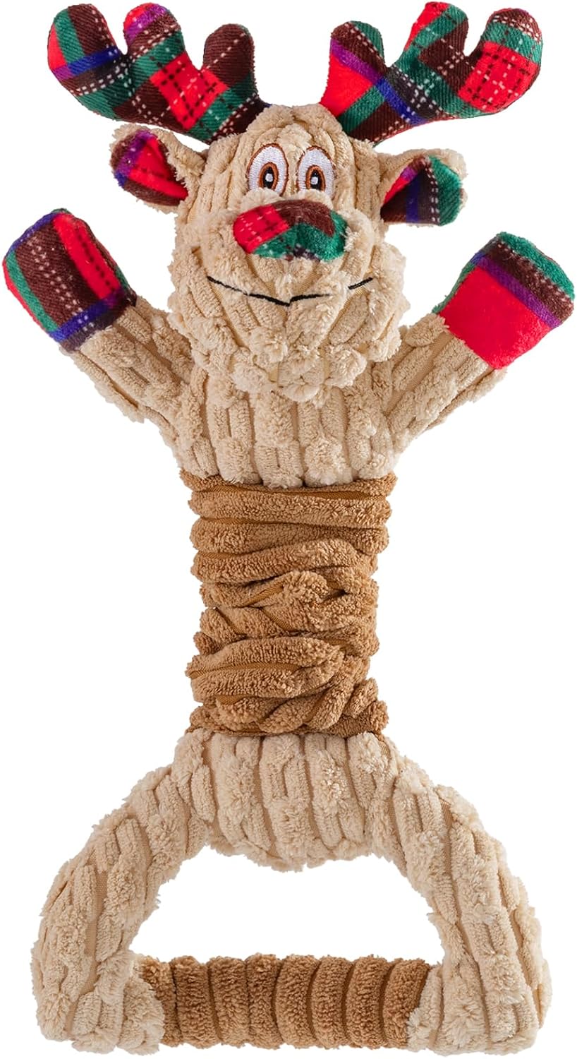 Christmas Dog Squeaky Toys for Large Dogs Tug of War Dog Plush Toys,Large Stuffed Dog Toys with Crinkled Paper,Stuffed Animals Toys for Dogs to Keep Them Busy