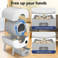 Cumrige Self Cleaning Litter Box, Large Capacity Automatic Cat Litter Box Self Cleaning for Cats, App Control,Safety Protection, 2 Roll Garbage Bags,White & Grey