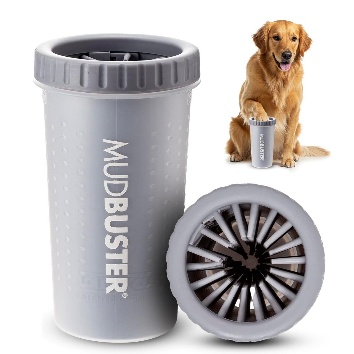 Dexas MudBuster Large Dog Paw Cleaner, Matte Black, Fits 2.5"-3.5" Wide Paws, Gentle Silicone Bristles for Quick, Easy Cleaning