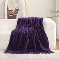 Puncuntex Burnt Orange Throw Blanket 50"×60" Fuzzy 3D Jacquard Decorative