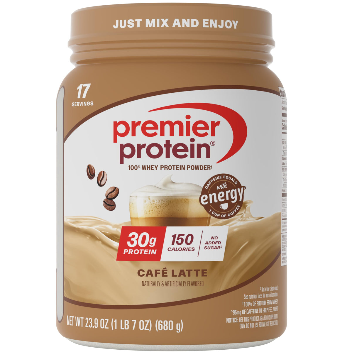 Premier Protein Powder, Vanilla Milkshake, 30g Protein, 1g Sugar, 100% Whey Protein, Keto Friendly, No Soy, Gluten Free, 23.3 oz (17 Servings)