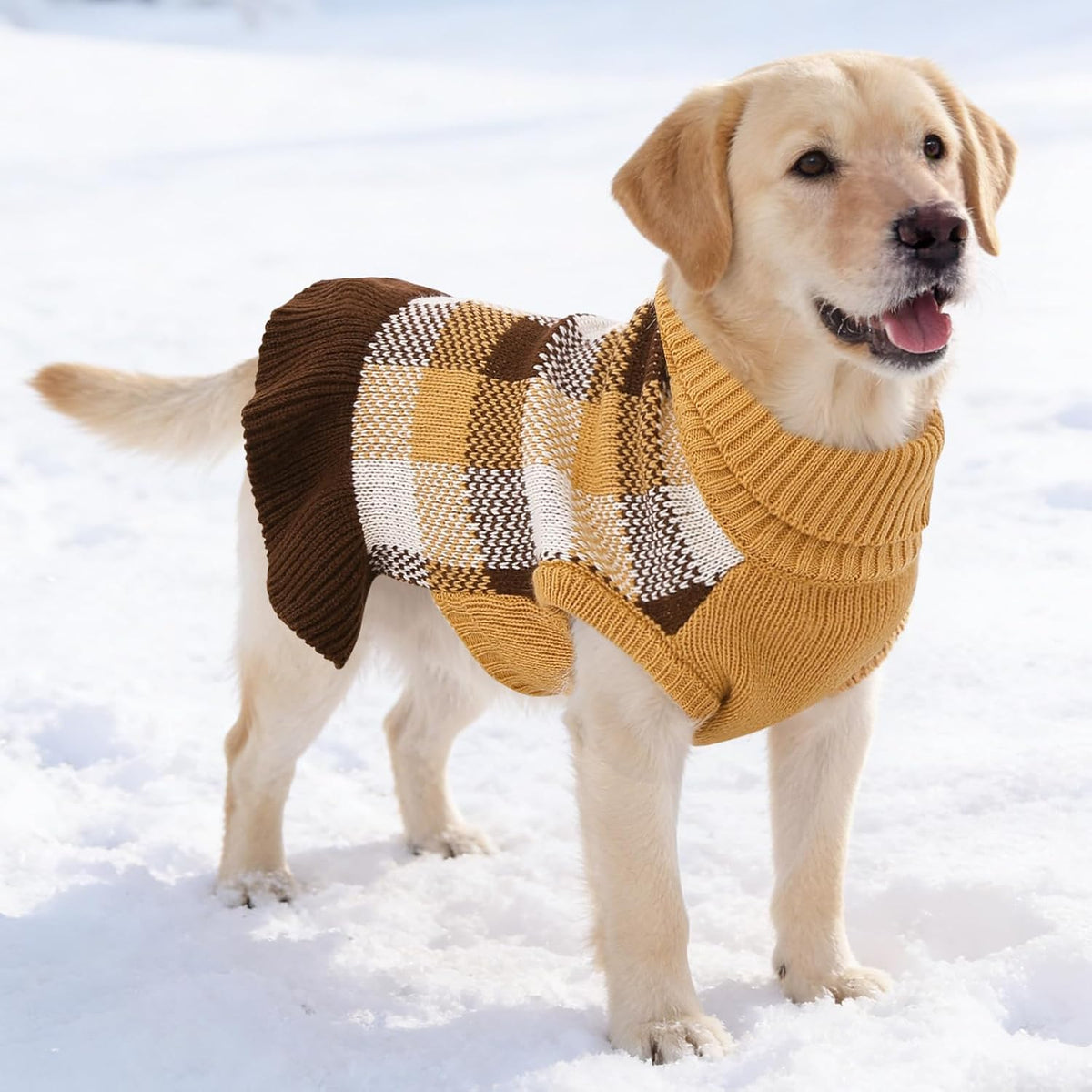 Dog Sweater Dress Plaid Knitwear for Small Dogs Girl Christmas Clothes