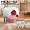 Cumrige Self Cleaning Litter Box, Large Capacity Automatic Cat Litter Box Self Cleaning for Cats, App Control,Safety Protection, 2 Roll Garbage Bags,White & Grey