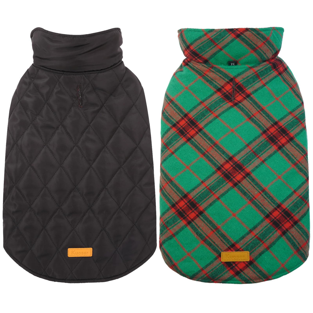 Kuoser Waterproof Dog Coat, Warm Reversible Dog Jacket with Leash Hole