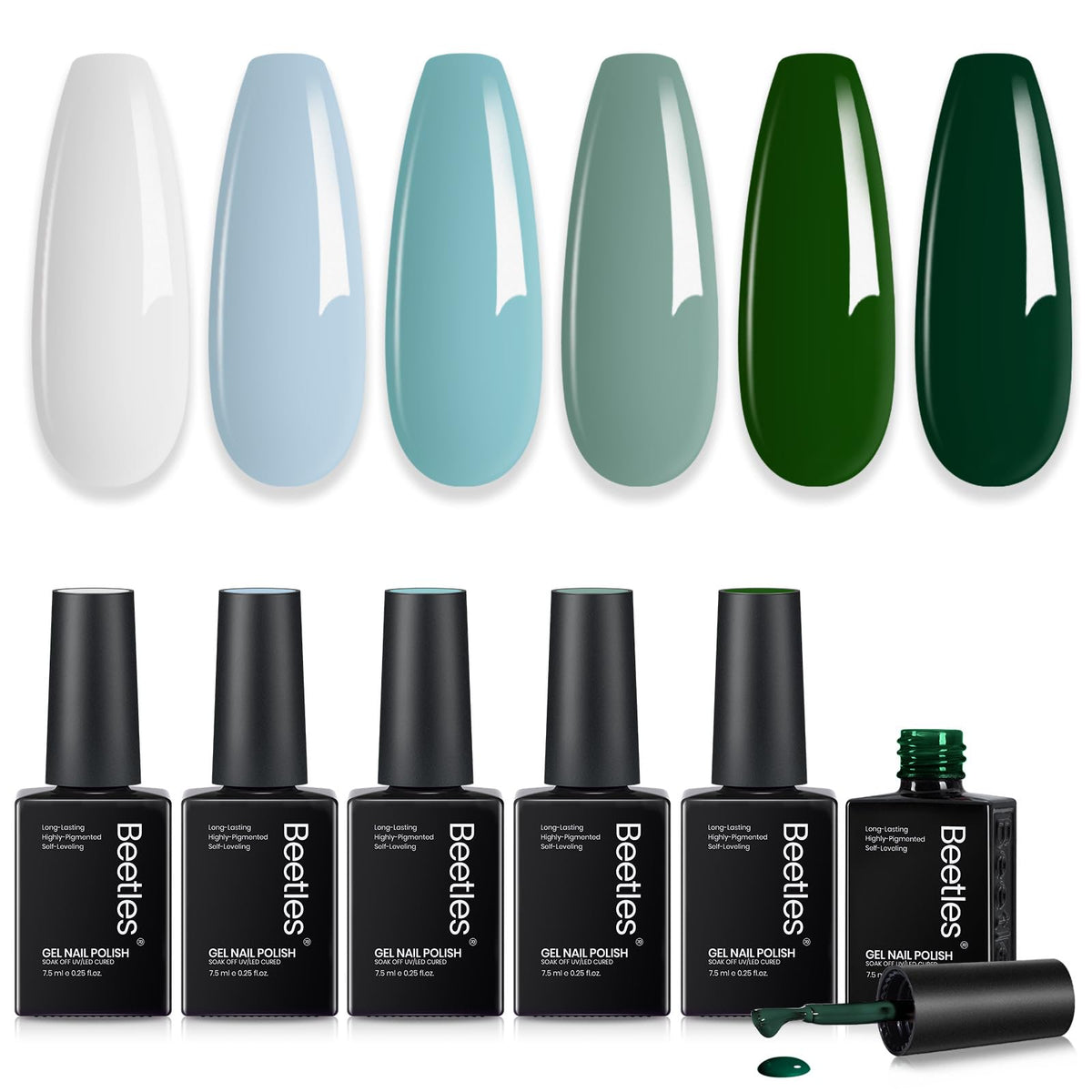 Beetles Halloween Cat Eye Gel Nail Polish Set, 6 Colors Glitter Gel