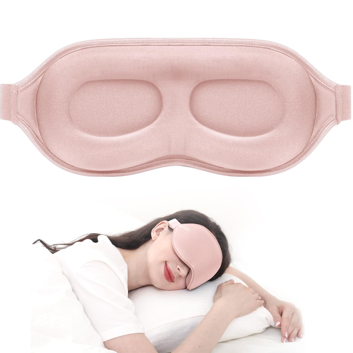 MZOO Luxury Sleep Mask for Women Men Patented Light Blocking Design | Zero Eye Pressure, 3D Contoured Sleeping Mask for Side Sleeper, Breathable, Adjustable, for Travel, Black