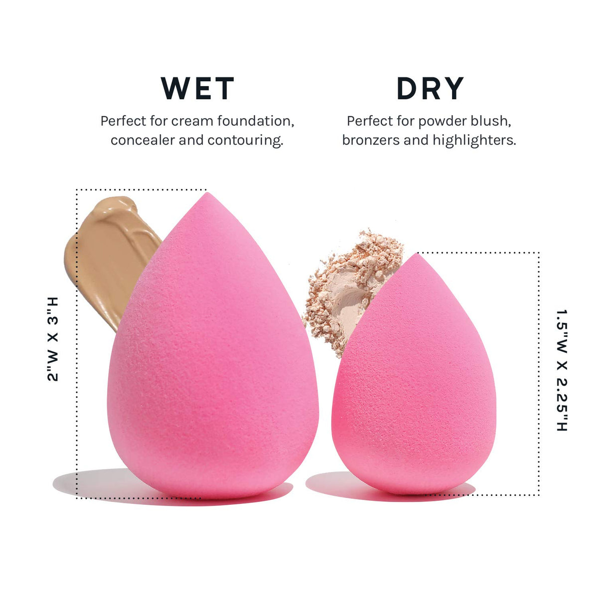 AOA Studio Collection Makeup Sponge Set Makeup Blender Latex Free and High-definition Super Soft Set of 6 Makeup Blender For Powder Cream and Liquid, Beauty Cosmetic Beveled Shape (Pink)