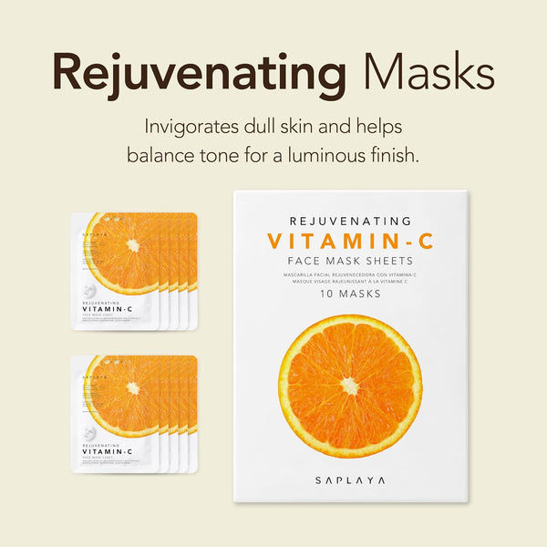 K-Beauty Facial Skincare Natural Beauty Multi-Pack Face Sheet Masks Balanced Skin Care Made In South Korea 10 Pack Vitamin-C