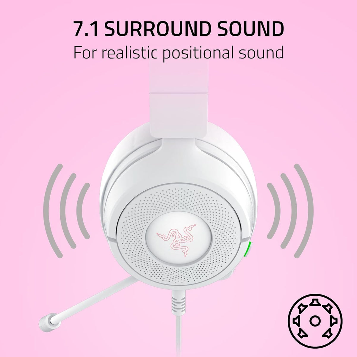 Razer Kraken Kitty V3 X Wired Gaming Headset, Kitty Ears, White