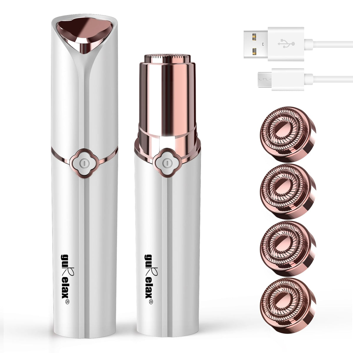 gurelax Facial Hair Removal for Women, Painless Face Shaver with 2 Heads