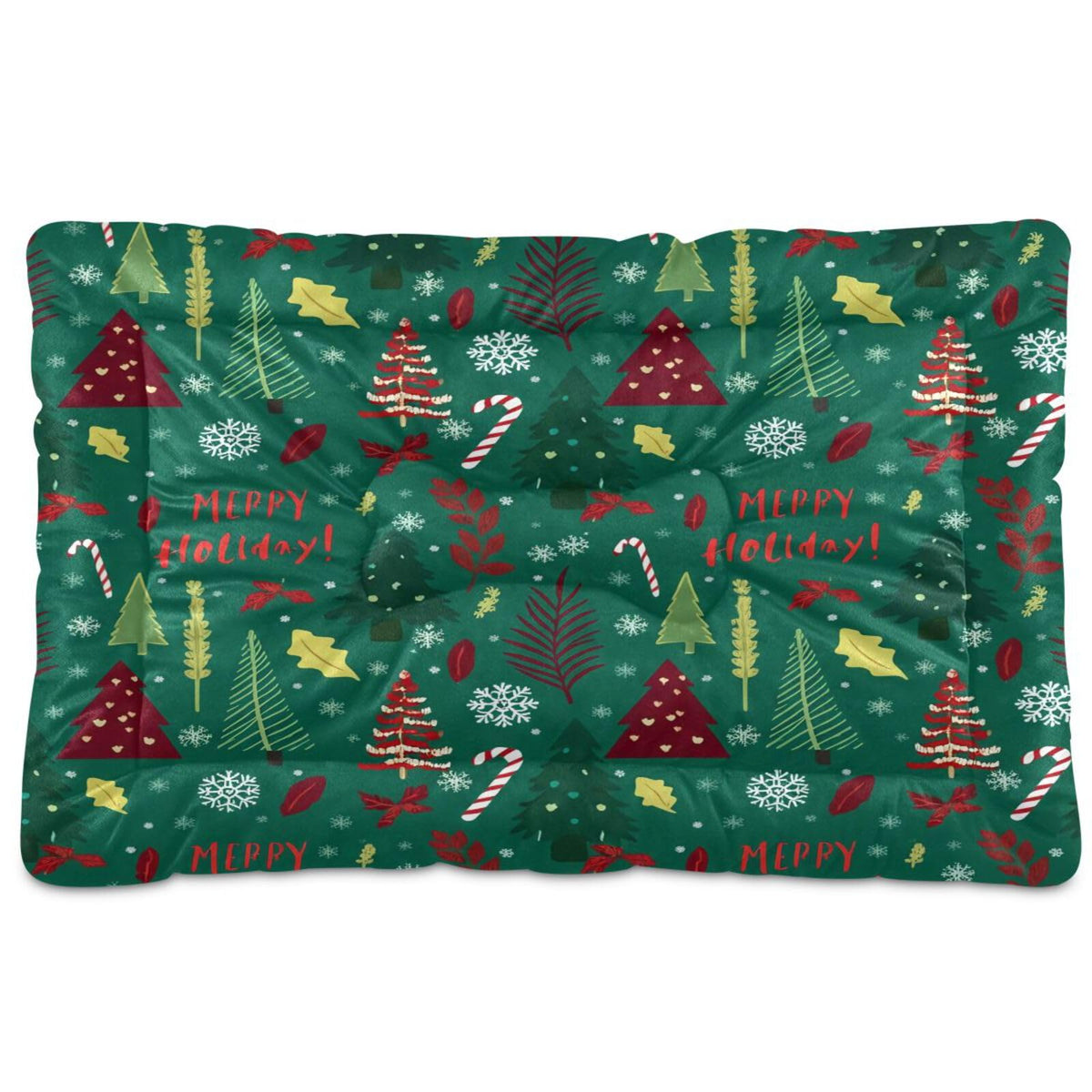 Christmas Patch Pet Bed Pad Soft Dog Bed Mat with Anti-Slip Bottom, Machine Washable Crate Pad Mattress for Dog Sleeping- 24 * 18inches