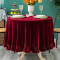 GLORY SEASON Velvet Tablecloth Luxurious Solid Rectangle Table Cloth,Oblong Retro Farmhouse Ruffle Tablecloths Washable Table Cover for Party Olive Green,52x70 Inches