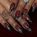 Halloween Press on Nails Medium Almond MABKJLF Fake Nails Glow in The Dark Full Cover Nightmare Christmas False Nails Glossy Glue on Nails Artificial Acrylic Nails for Women Girls 24 Pcs
