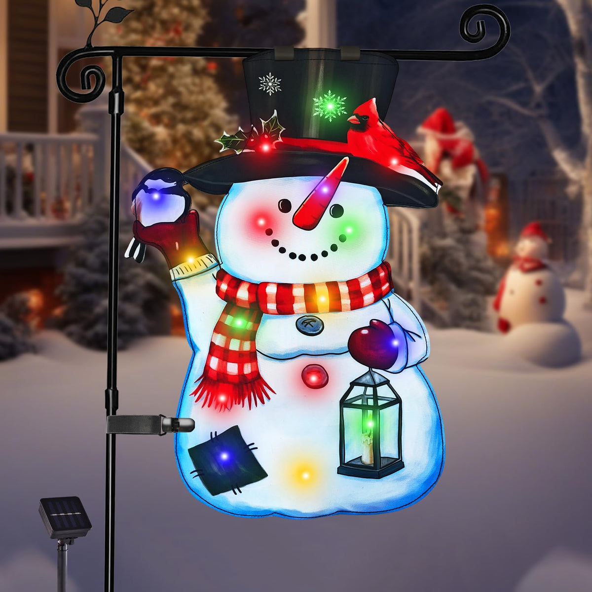 12x18 Lighted Christmas Snowman Garden Flag,  Outdoor Decor
