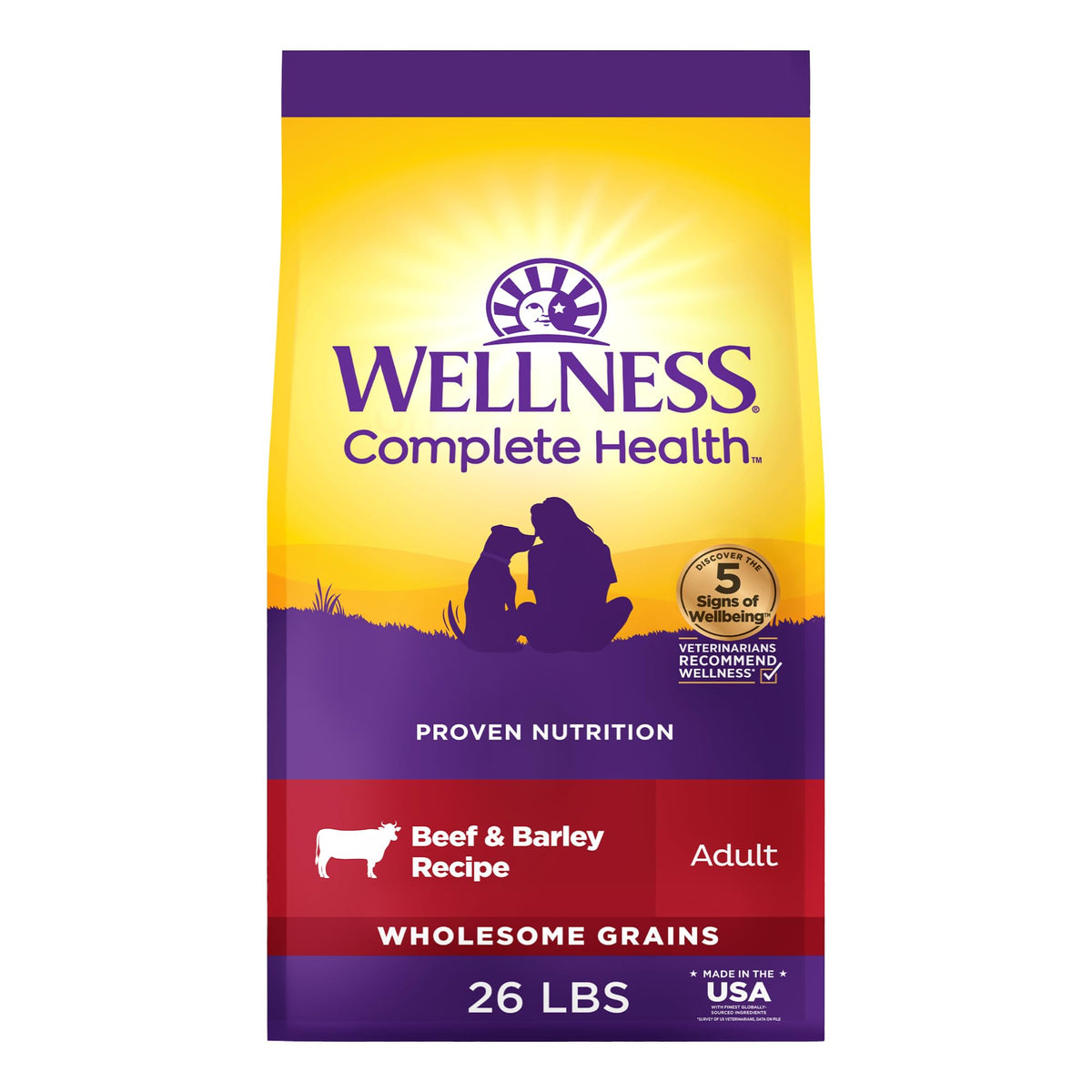 Wellness Complete Health Adult Dry Dog Food, Wholesome Grain Kibble, Natural, Chicken and Oatmeal Recipe, 30 lb Bag