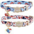 Faygarsle 2 Pack Blueberry Pattern Cat Collar Set with Bandana and Bow Tie, Light Blue, Breakaway Style with Bell
