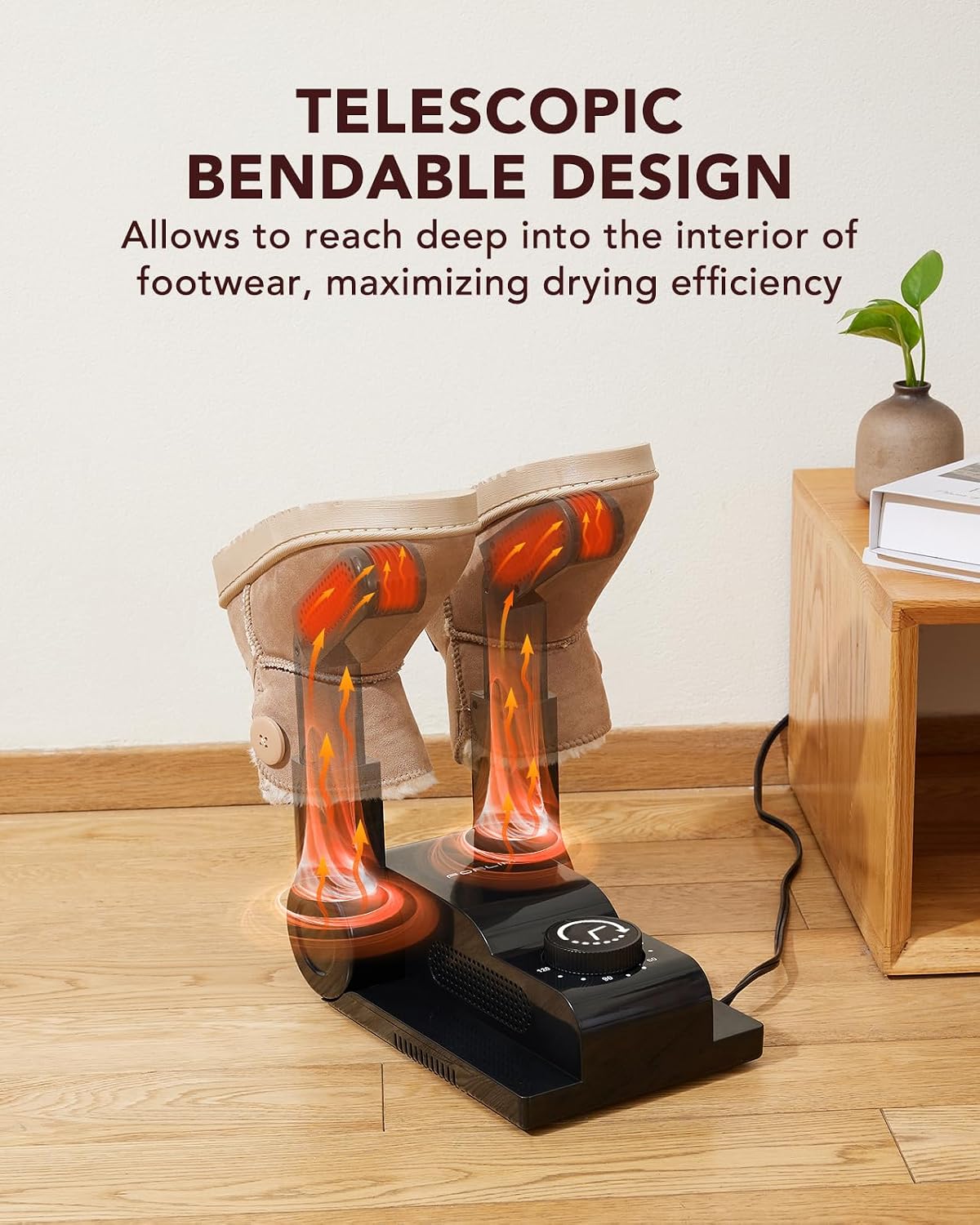 FORLIM Shoe & Boot Dryer for Work Boots, Forced Air, 2-Hour Timer, Black