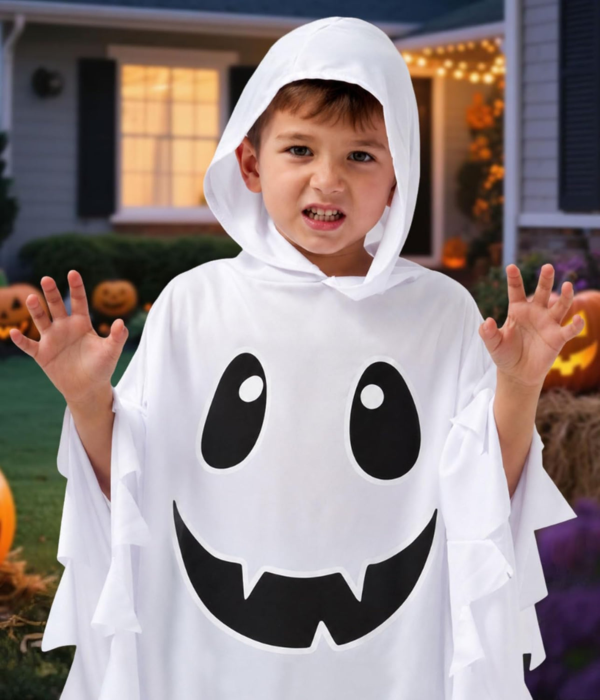 Kid Ghost Costume,Halloween Hooded Cape,Halloween Costume for Boys Girls