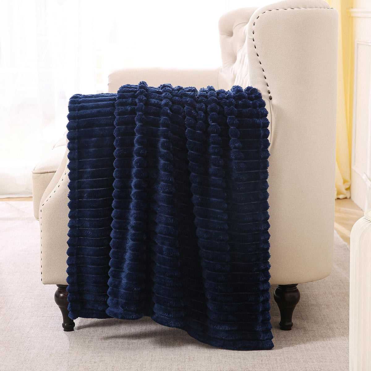 Burnt Orange Fleece Throw Blanket 50”×60” for Couch Sofa Livingroom