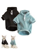 QWINEE Basic Dog Hoodie Sweatshirt Puppy Sweater Warm Cat Costumes Pet Clothes for Chihuahua Puppy Kitten Small Medium Dogs Cadet Blue Medium