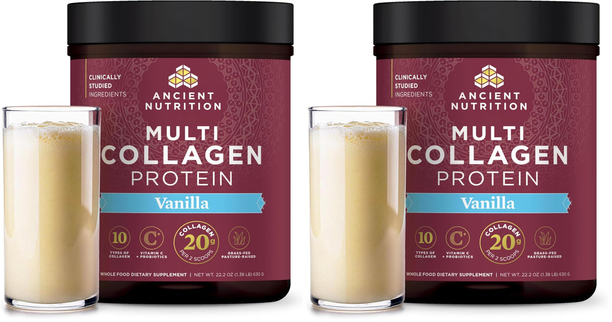 Ancient Nutrition Collagen Peptides Powder, Multi Collagen Protein, Women & Men, Vitamin C, Probiotics, Hydrolyzed Collagen, Supports Skin, Joints, Gut Health, Unflavored (40 Servings)