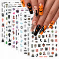 Halloween Nail Art Stickers Cute Ghost Pumpkin 3D Self-Adhesive Nail Decals Bat Cat Skull Designs Nail Decorations Halloween DIY Manicure Supplies for Women Girls&Kids 6Pcs