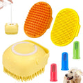 Comotech 6PCS Dog Bath Brush & Dog Toothbrush | Adjustable Handle Shampoo Brush & Scrubber for Short & Long Haired Dogs & Cats | Effectively Solve Odor & Stain Removal Problems (Blue Blue Blue.)