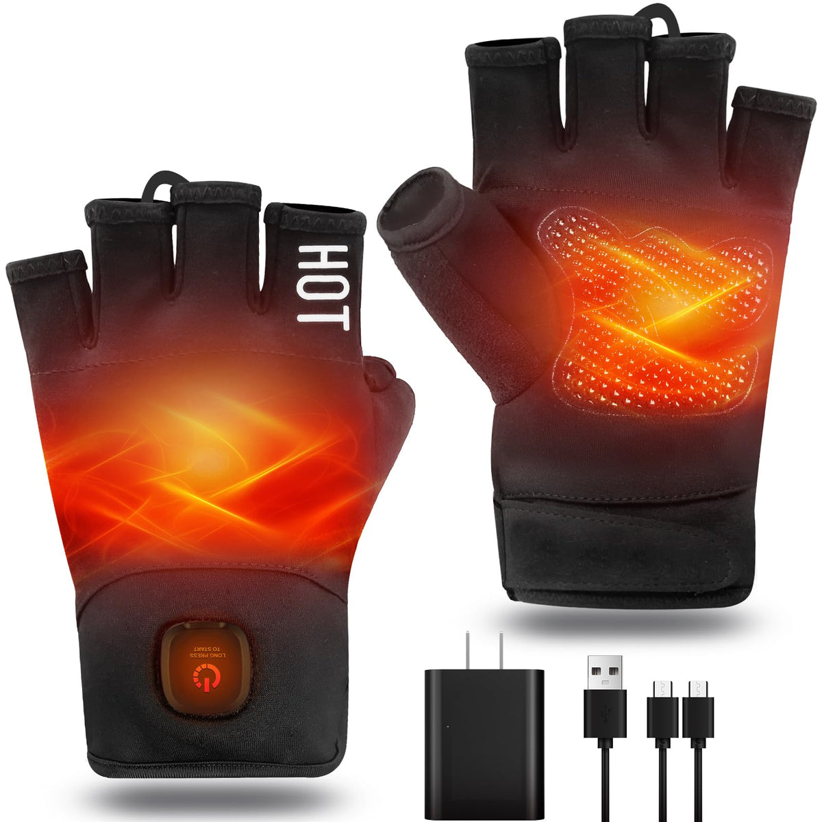 uncn Heated Gloves Fingerless for Women Man with 3.7V 3000mAh Battery Cordless Work Touchscreen Gloves for Winter Cold Weather Rechargeable Electric