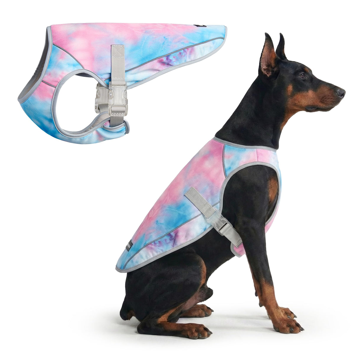 Spark Paws Dog Cooling Vest - SPF 50 UV Sun Protection - Summer Heat Relief Gear for Dogs, Lightweight, Evaporative Cooling - Dog Anxiety Relief Vest During Hot Days - Snowcone, XL