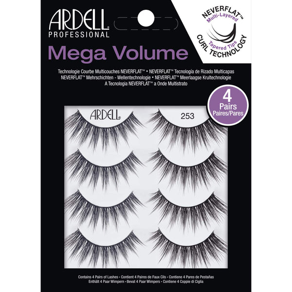 Ardell False Eyelashes Mega Volume 253, 1 Pack (4 Pairs Per Pack)