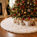 YEAHOME Christmas Tree Skirt, 48 Inch White Soft Faux Fur Tree Skirts Plush Christmas Decorations, White Ornaments Christmas Tree Skirts Xmas Decorations Indoor Holiday Party Decor