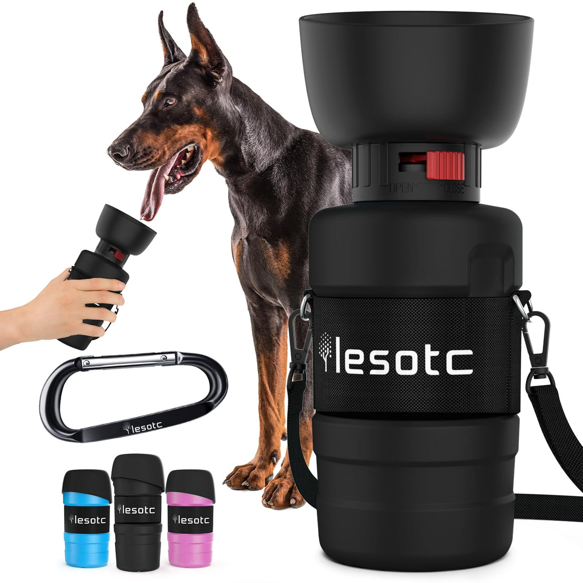 lesotc Dog Water Bottle, Portable Pet Water Dispenser, Leak Proof Travel Squeeze Water Bottle for Dogs, Puppy Essentials Dog Stuff Accessories for Outdoor Walking, Hiking, BPA-Free, Lightweight