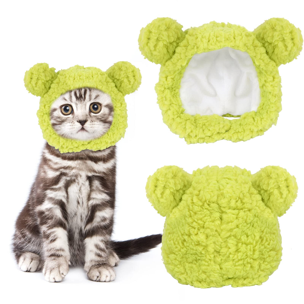JOICEE Cute Cat Costume Warm Bear Hat Adjustable Small Pet Headwear for Cat