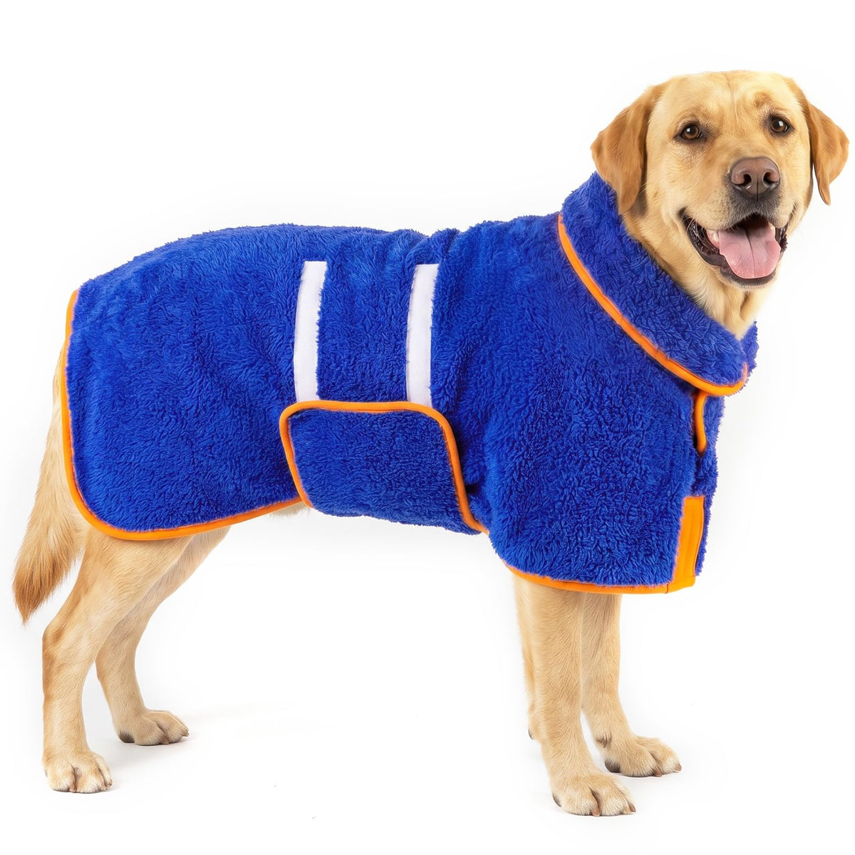 Dog Bathrobe, Super Absorbent for Small to Large Dogs, Dark Blue XL | Dog Robes with Soft Fleece, Warm & Cozy, Adjustable Fit, and Quick Drying Coat for Baths Swimming and Grooming