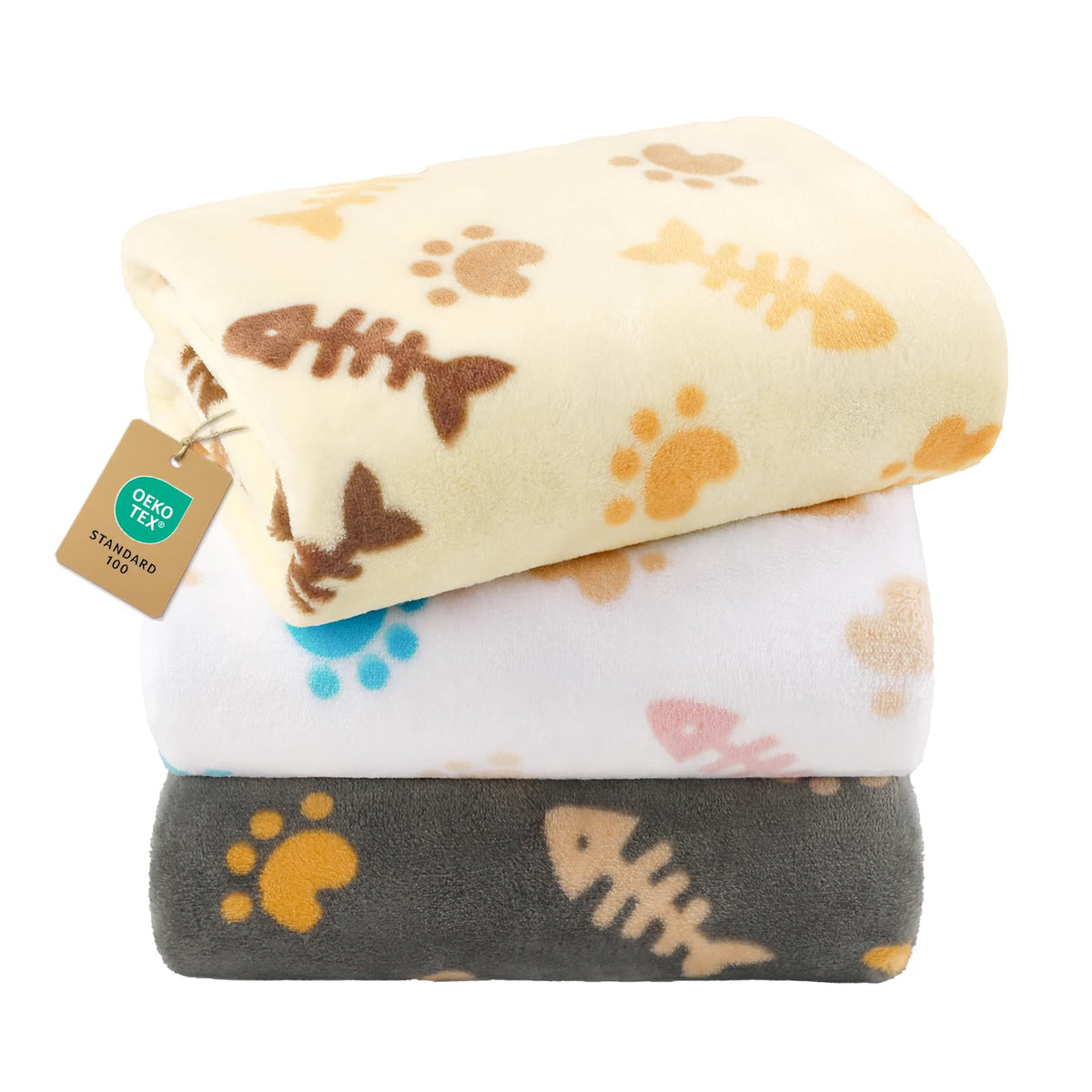 Luciphia 3 Pack Cute Cat Blankets Cozy Small Throw for Pet Puppy,23"x16"
