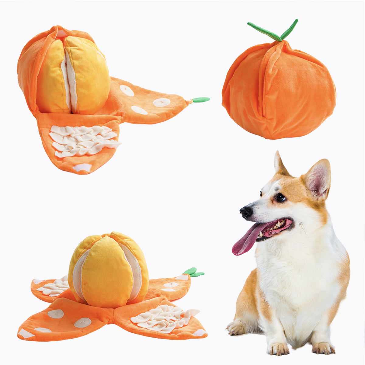 Nocciola Halloween Pumpkin Dog Toys, Hide and Seek Snuffle Plush Dog Toy for Small Dogs, Puppy Squeaky Toy with Crinkle Papers for Boredom