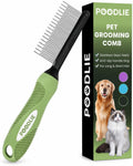 Poodle Pet Detangling Pet Comb with Long & Short Stainless Steel Teeth for Removing Matted Fur, Knots & Tangles – Detangler Tool Accessories for Safe & Gentle DIY Dog & Cat Grooming