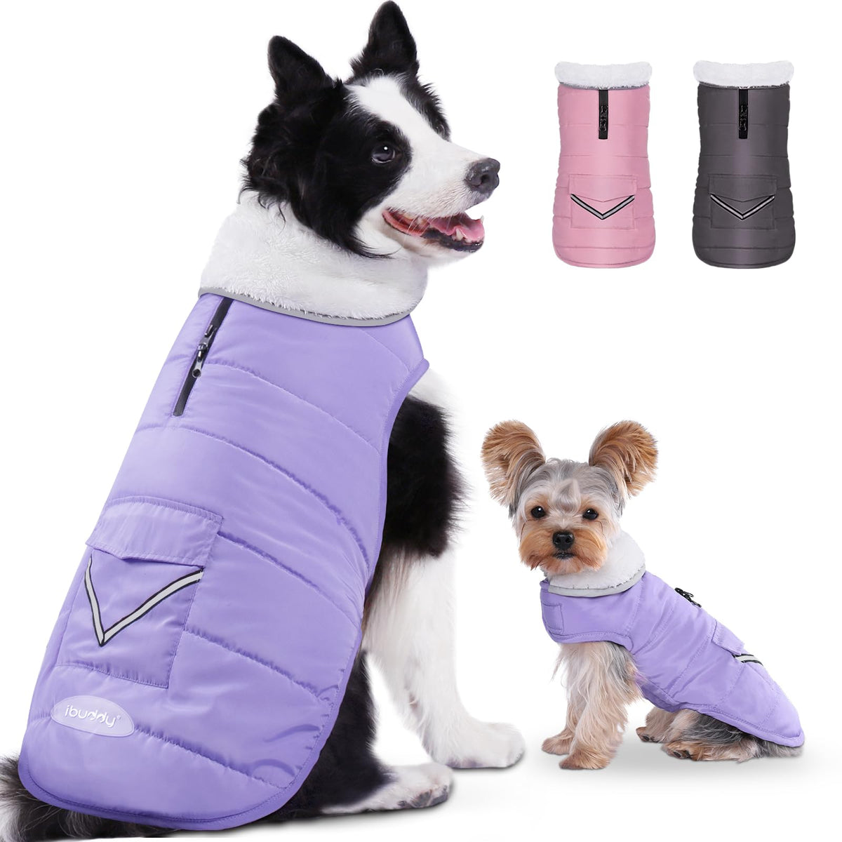 Dog Winter Coat for X-Large Dogs, Easy on Dog Snow Fleece Coat Velcro Waterproof Pet Puffer Jacket with Harness Hole Adjustable Reflective Quilted Pet Cold Weather Vest for Girl Female