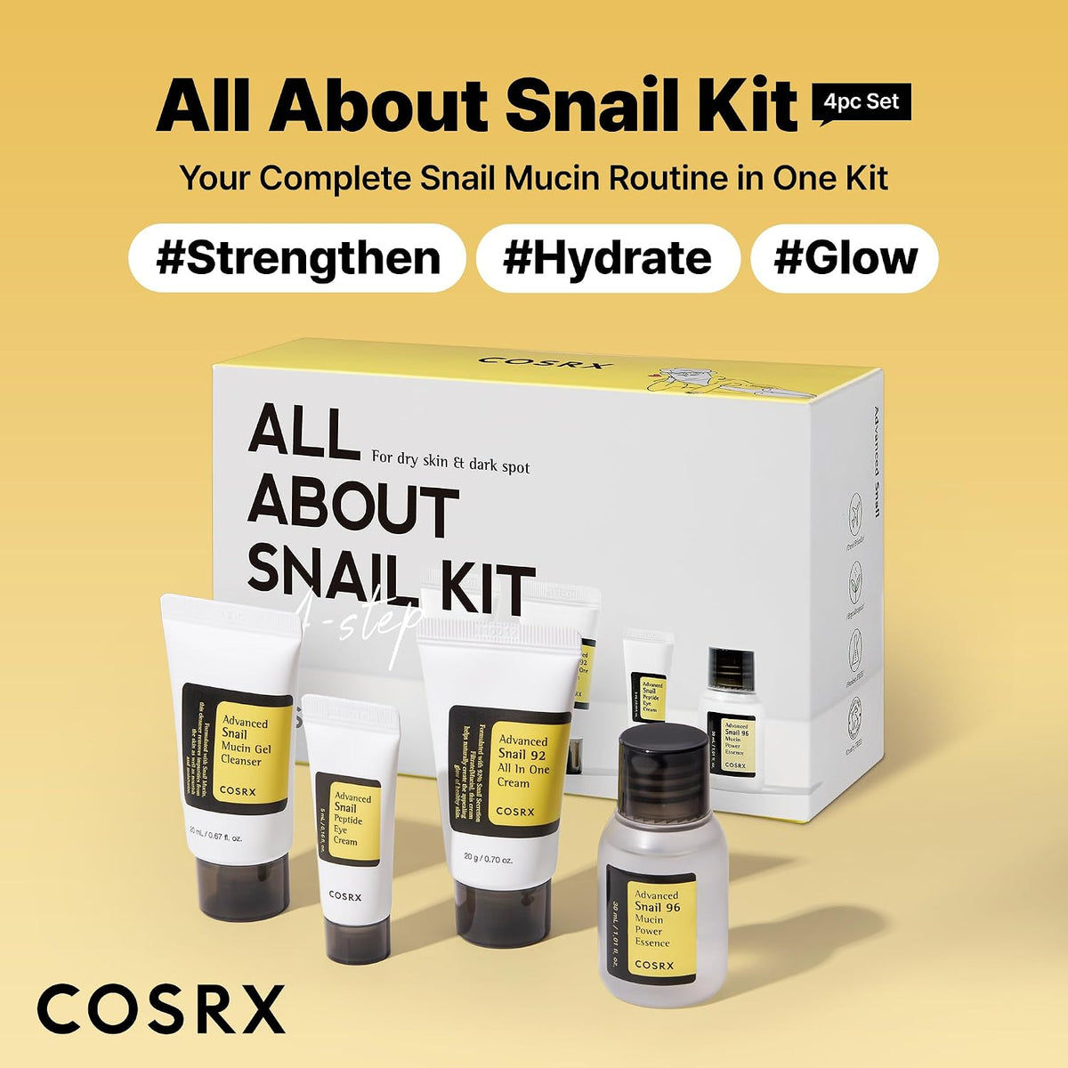 COSRX All About Snail Mucin Korean Skin Care Set, Mini Travel Essentials