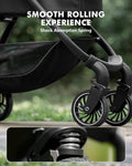 Pet Stroller for Small Dogs and Cats, One-Click Foldable Dog Stroller with Detachable Carrier & 3 Safety Tethers, Holds up to 33 lbs, Storage Basket & Cup Holder, Breathable Mesh, Black