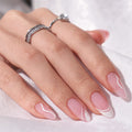 BTArtbox Press On Nails, Cream Puff, Short Almond, Ombre Off White, 32Ct | 2+ Weeks Wear, Salon-Quality Natural Nails, 10-Minute Easy Daily Application, Fast Removal, 16 Sizes, All-in-One Complete Kit