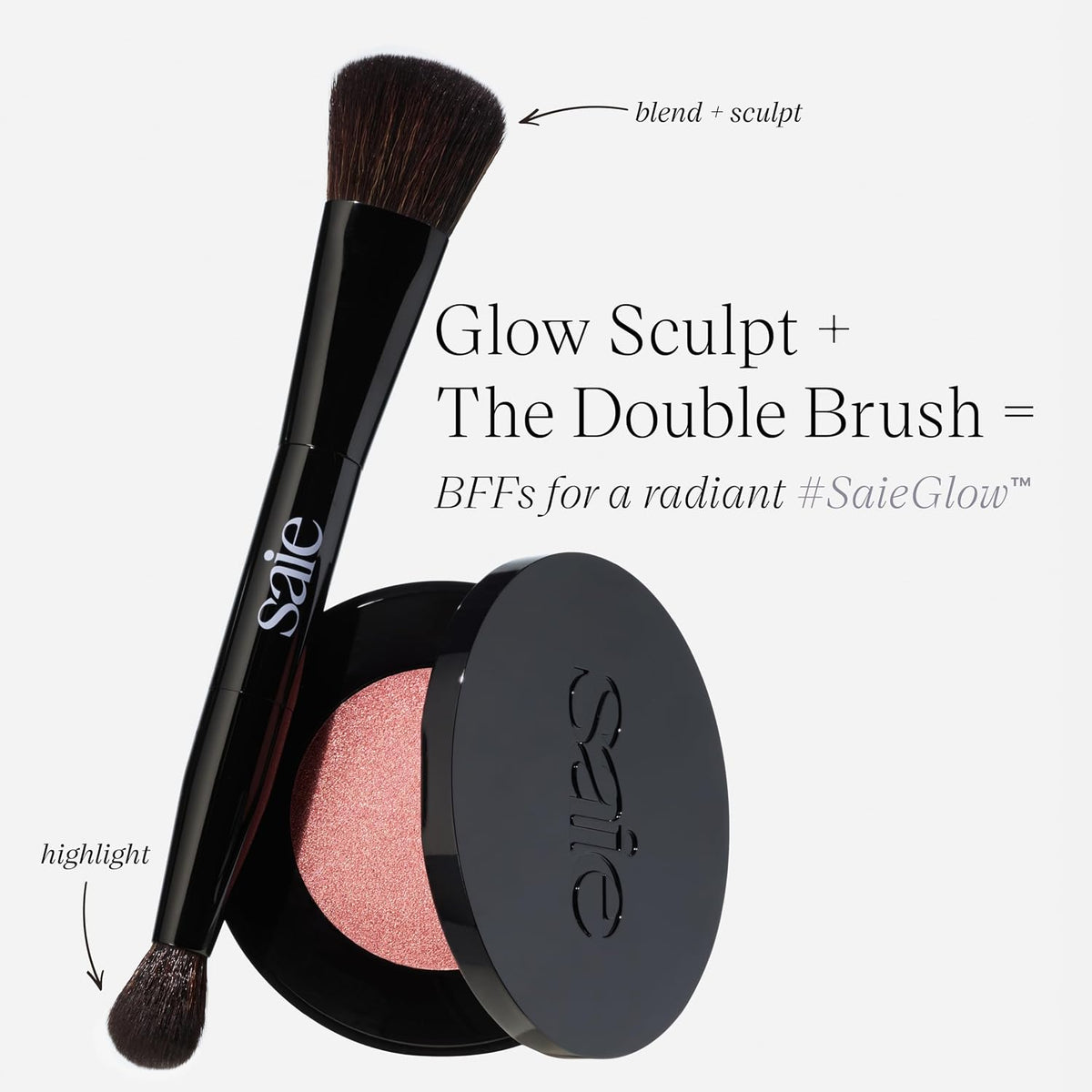 Saie Glow Sculpt Multi-Use Highlighter + Cream Blush - Lightweight Highlighter Makeup with Hyaluronic Acid + Micropearl for Radiant, Glowing Skin - Mauveglow (.02 oz)
