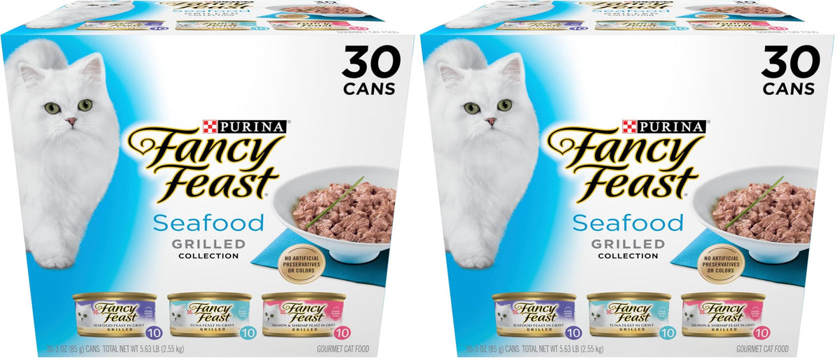 Purina Fancy Feast Grilled Wet Cat Food Seafood Collection in Wet Cat Food Variety Pack - (Pack of 24) 3 oz. Cans